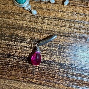 Sterling silver wire wrapped faceted ruby briolette teardrop pendant for necklac